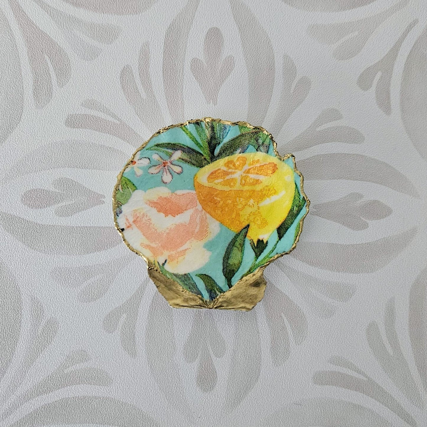 Lemon Decoupage Scallop Shell
