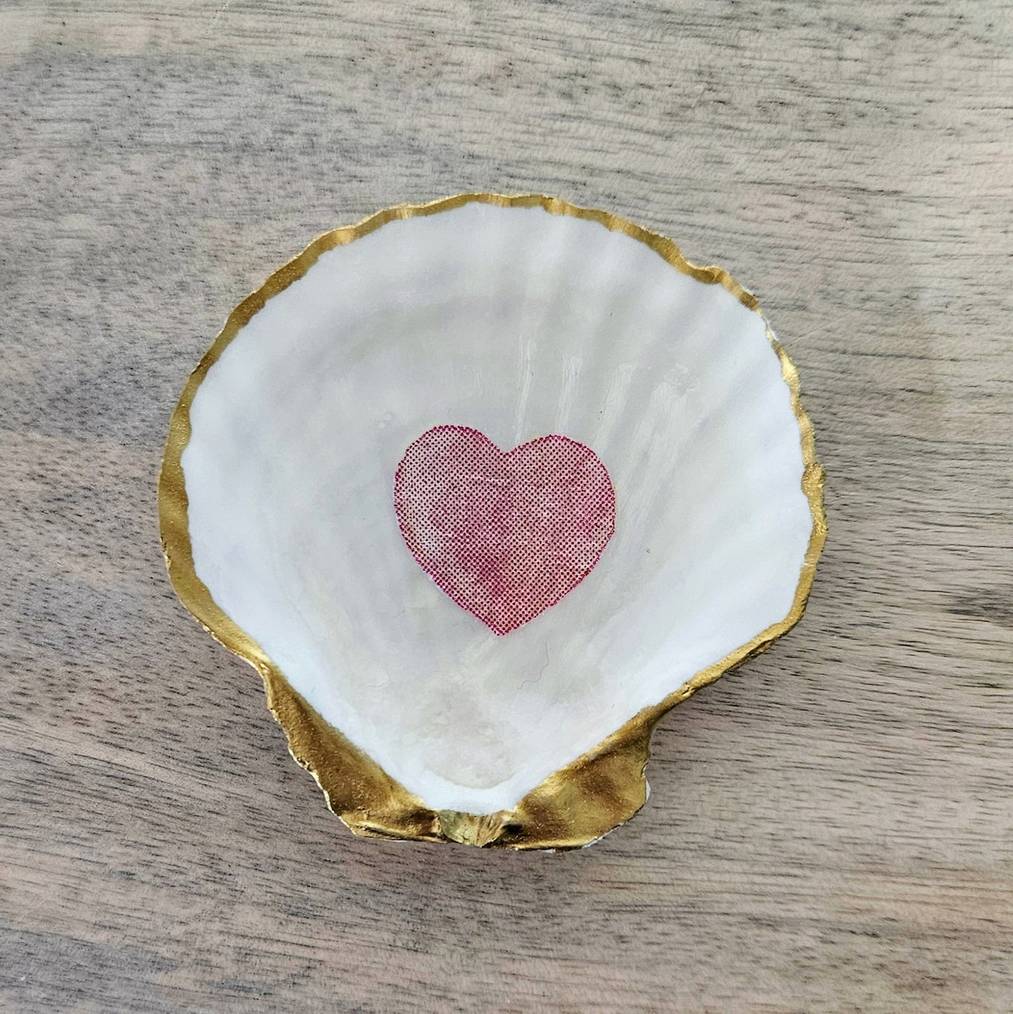Heart Decoupage Scallop Shell