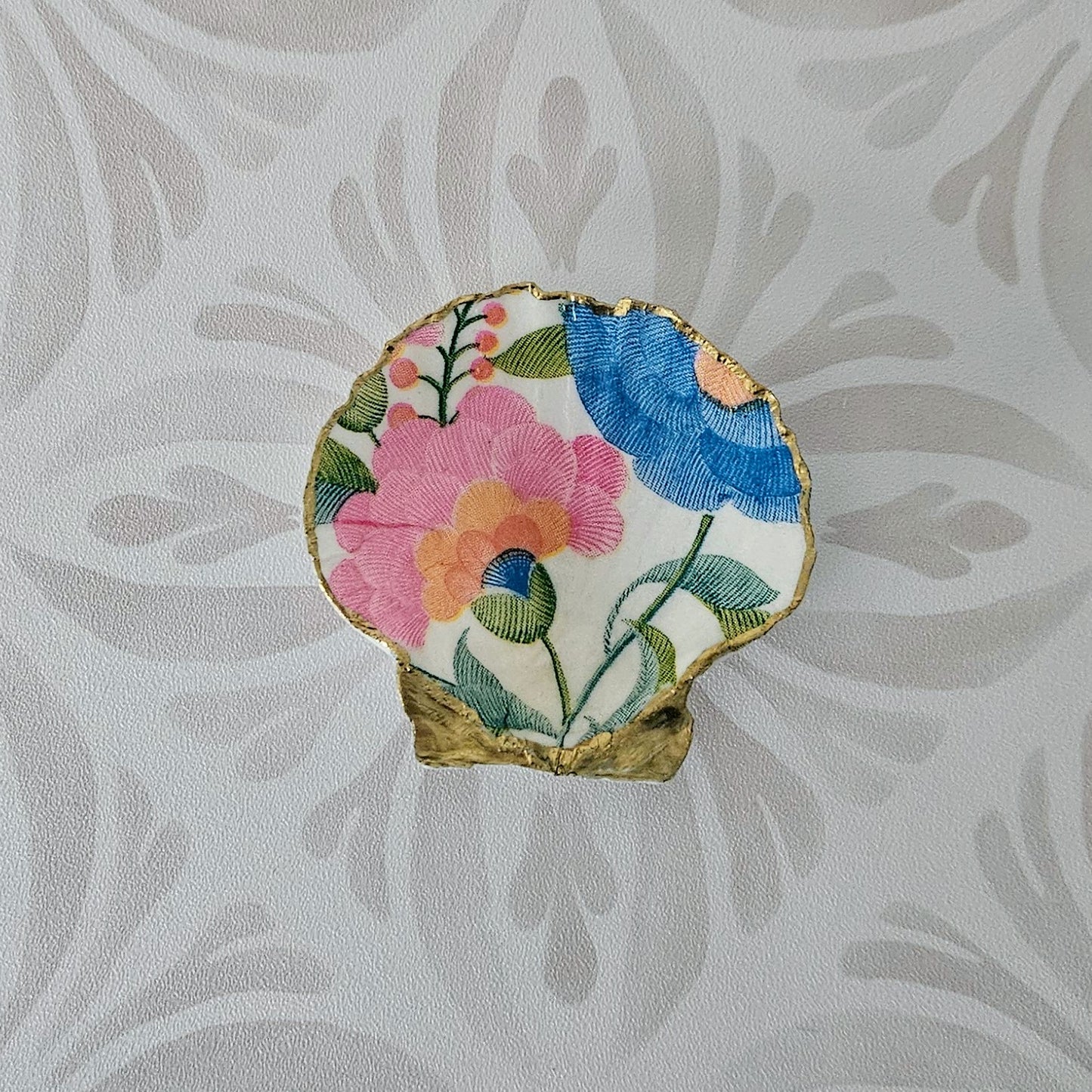 Floral Decoupage Scallop Shell