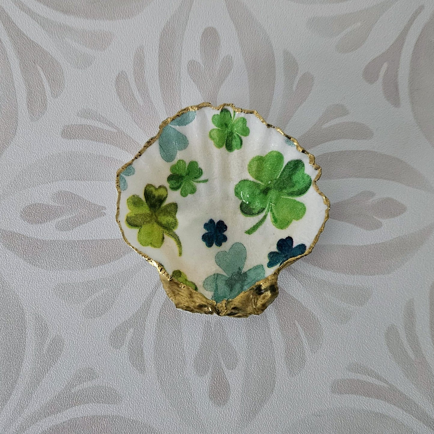Lucky Shamrock Decoupage Scallop Shell