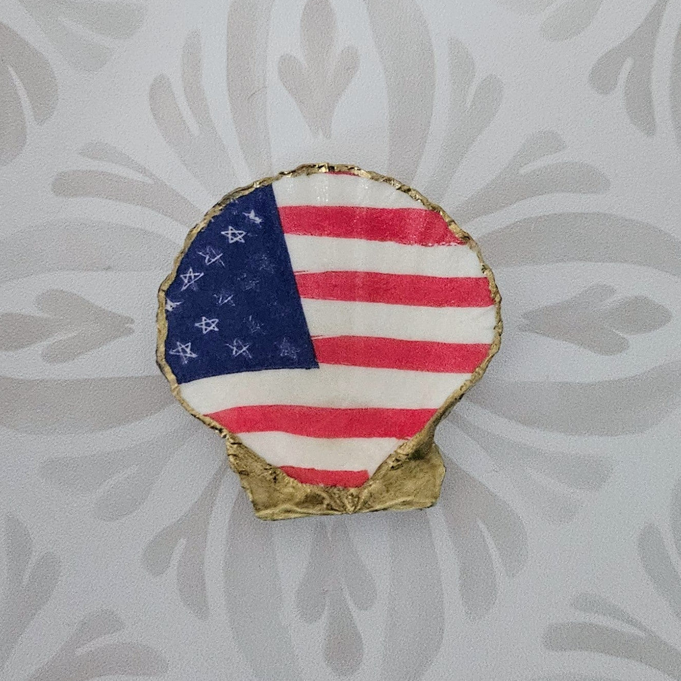 Stars and Stripes Flag Decoupage Scallop Shell